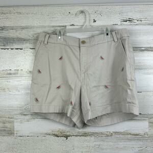 Brooks Brothers womens 12 cotton watermelon embroidered khaki shorts